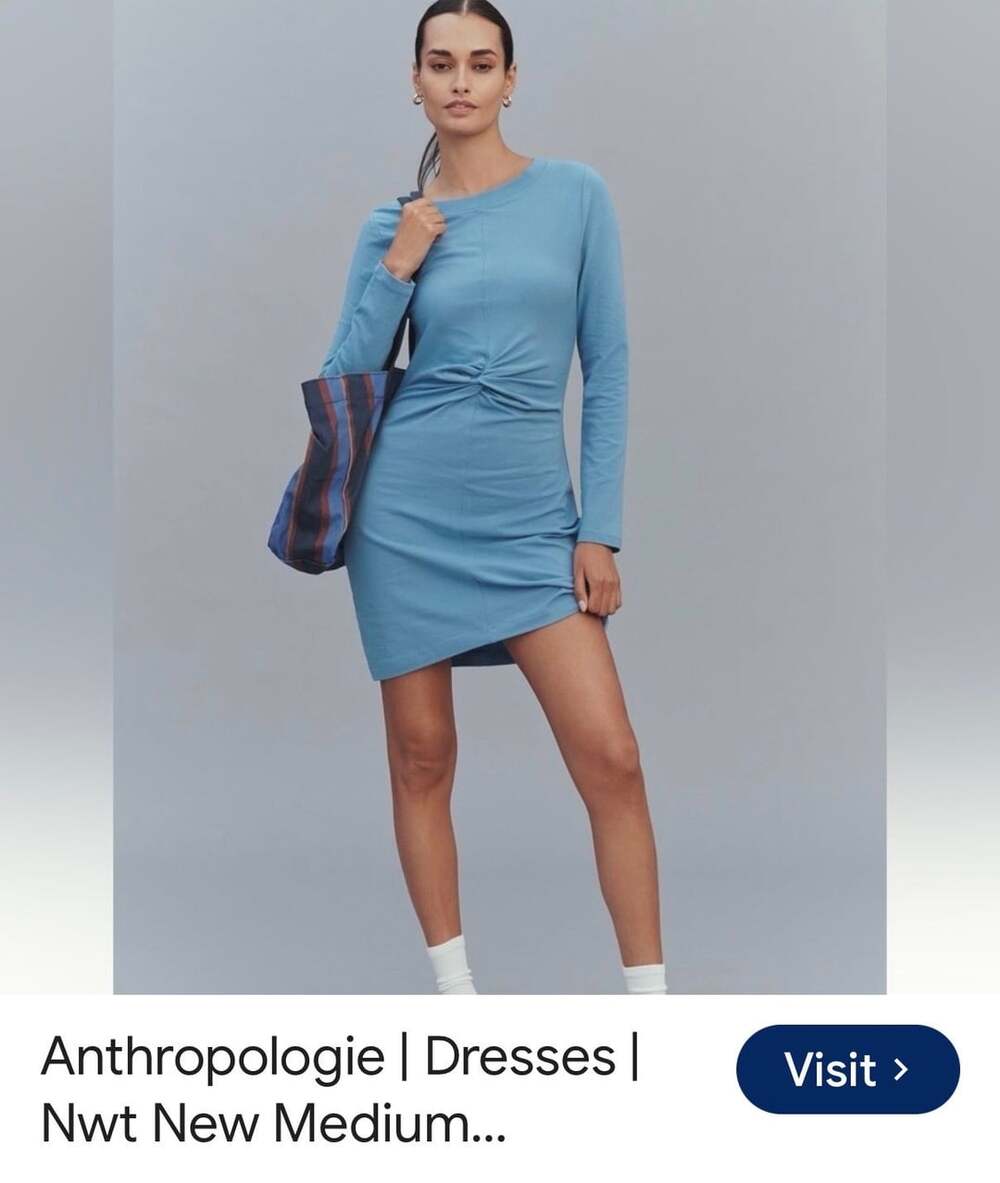 Daily Practice Long Sleeve Twist Back Dress Size M Blue Mini
